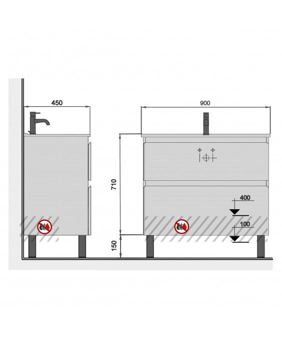 Тумба Палермо 90-U з умивальником ID-90 біла