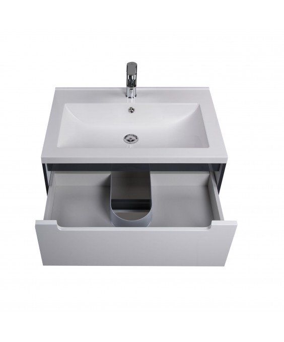 Тумба Paula 70-A с умывальником Cosmopolitan 70 белая/графит