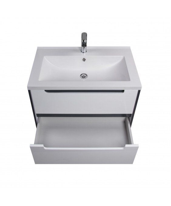 Тумба Paula 70-A с умывальником Cosmopolitan 70 белая/графит