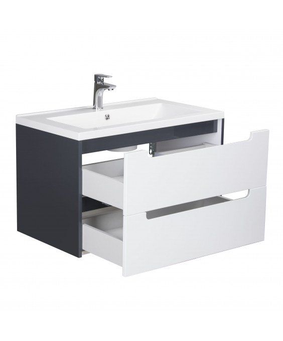 Тумба Paula 70-A с умывальником Cosmopolitan 70 белая/графит