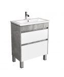 Тумба Polo Loft 60-U с умывальником Cosmo 60 бетон с белым