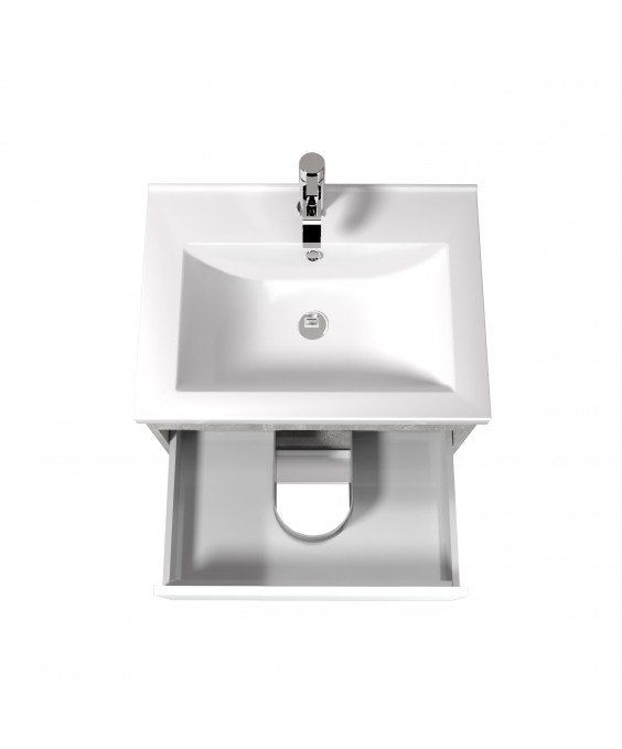 Тумба Polo Loft 60-U з умивальником Cosmo 60 бетон з білим