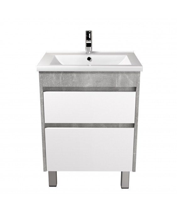 Тумба Polo Loft 60-U з умивальником Cosmo 60 бетон з білим