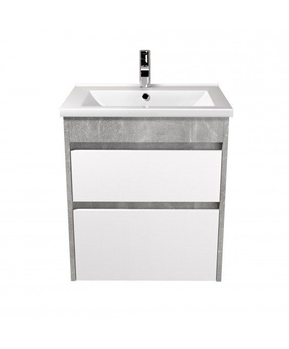 Тумба Polo Loft 60-U з умивальником Cosmo 60 бетон з білим