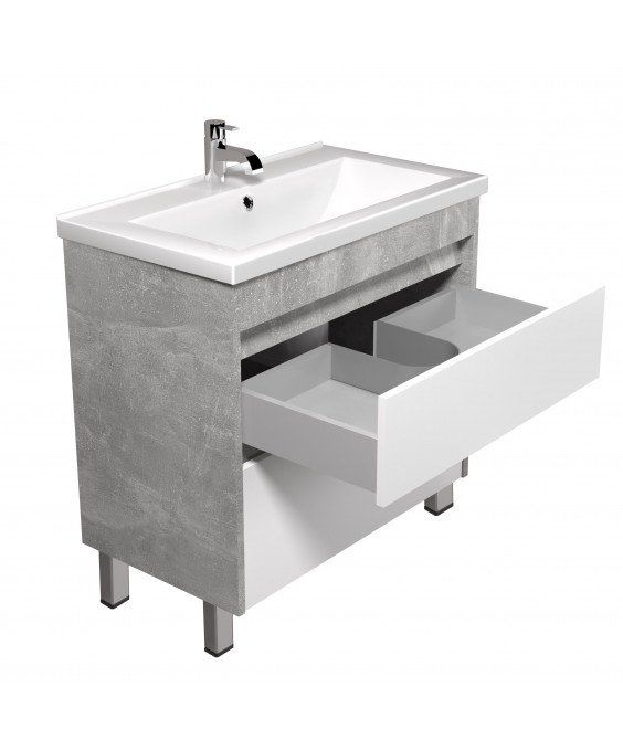 Тумба Polo Loft 70-U з умивальником Cosmo бетон з білим