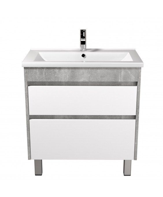 Тумба Polo Loft 70-U з умивальником Cosmo бетон з білим