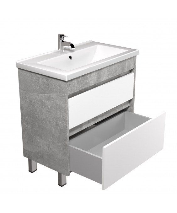 Тумба Polo Loft 70-U з умивальником Cosmo бетон з білим