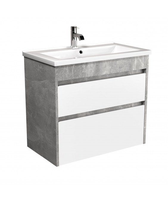 Тумба Polo Loft 70-U з умивальником Cosmo бетон з білим