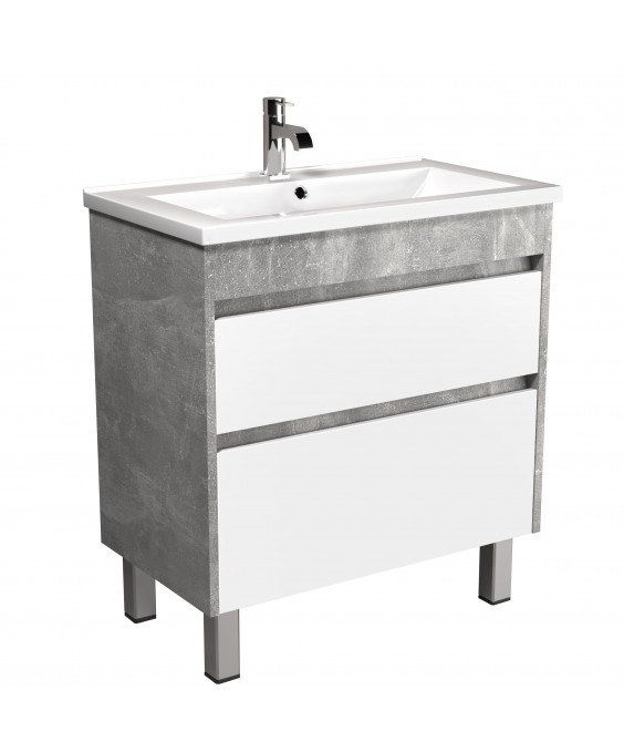 Тумба Polo Loft 80-U з умивальником Cosmo бетон з білим