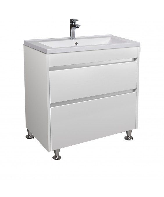 Тумба Prime 70 с умывальником Cosmo 70 напольная белая