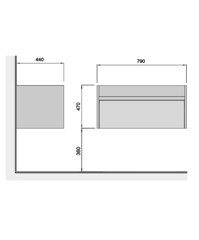 Тумба Prime 80-А під стільницю або умивальник підвісна