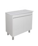 Тумба Сити 80-U ST со столешницей белая напольная/подвесная