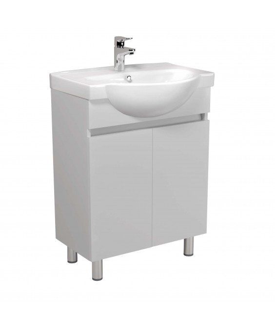 Тумба Temp 65 с умывальником Freja 65 белая