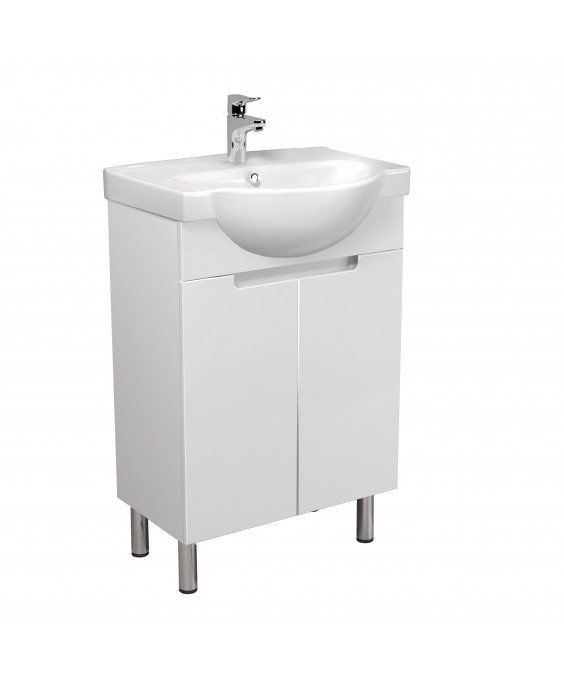 Тумба Tetris White 55 с умывальником Freja 55 белая