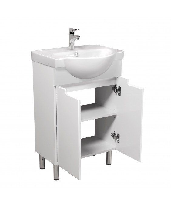 Тумба Tetris White 55 с умывальником Freja 55 белая