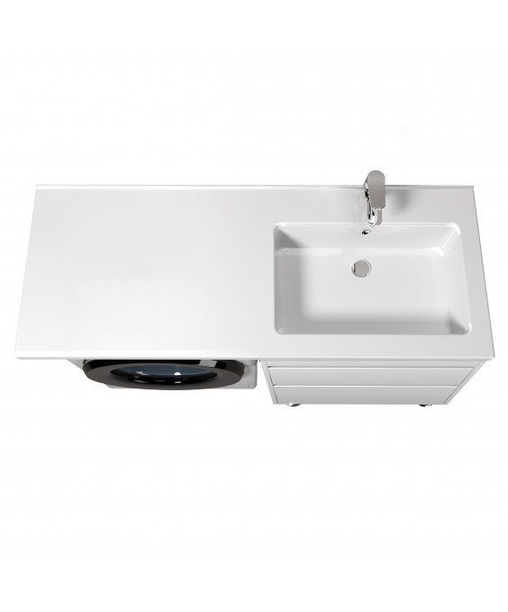 Тумба Wing 60-W с умывальником Rodeo 120 R напольная с крылом над стиральной машиной