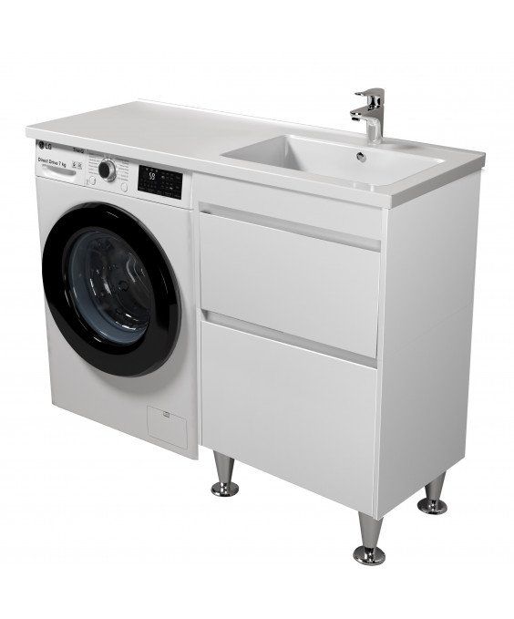 Тумба Wing 60-W с умывальником Rodeo 120 R напольная с крылом над стиральной машиной