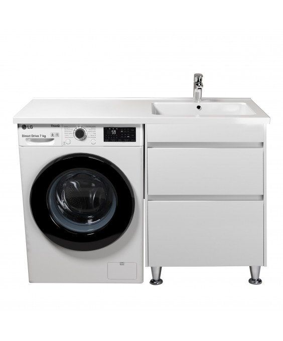 Тумба Wing 60-W с умывальником Rodeo 120 R напольная с крылом над стиральной машиной