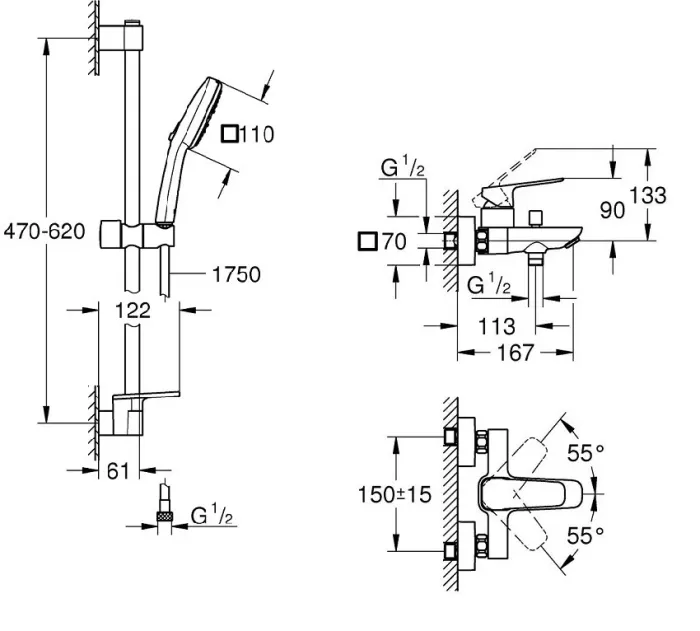 Набор смесителей 3 в 1 Cubeo-M UA125246M Grohe