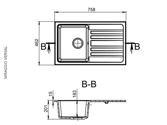 Кухонна мийка Miraggio VERSAL сіра