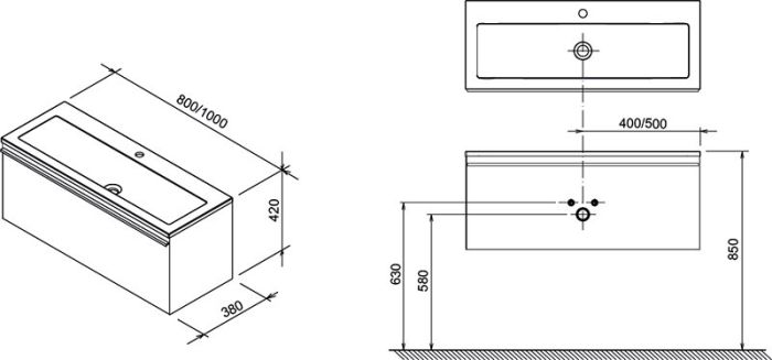Шкафчик под умывальник SD 800 CLEAR white-white, RAVAK