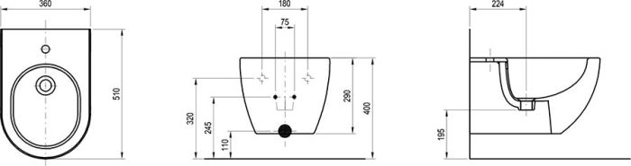 Біде підвісне UNI CHROME (X01517), RAVAK