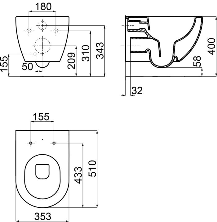 Унитаз подвесной UNI CHROME RimOff (X01535), RAVAK