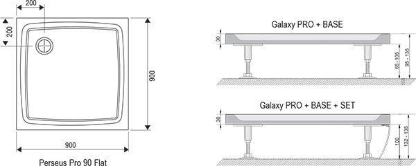 Душовий піддон PERSEUS PRO-90 Flat, RAVAK