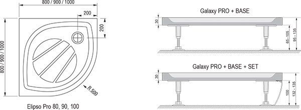 Душовий піддон ELIPSO PRO-100, RAVAK
