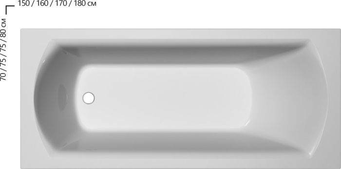 Ванна прямоугольная DOMINO II 180x80, RAVAK