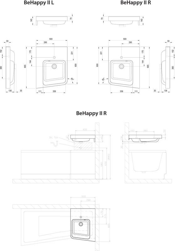 Умивальник BEHAPPY II R, RAVAK