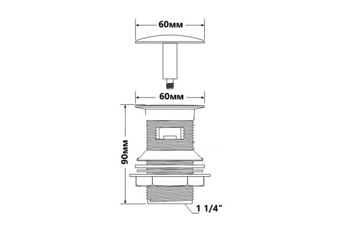 Слив McAlpine латунный для умывальника с переливом 1 1/4*90*60 DECOR