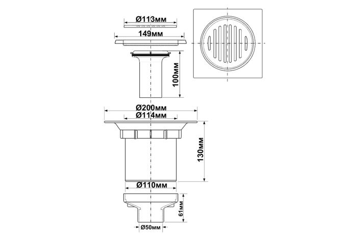Злив McAlpine у підлогу TSG-2TB