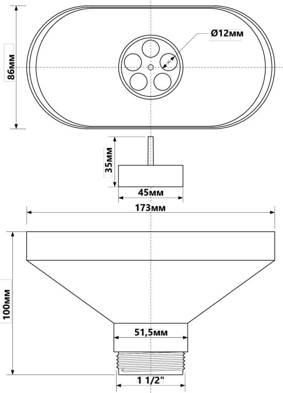 Сливная McAlpine воронка овальная 1 1/2''